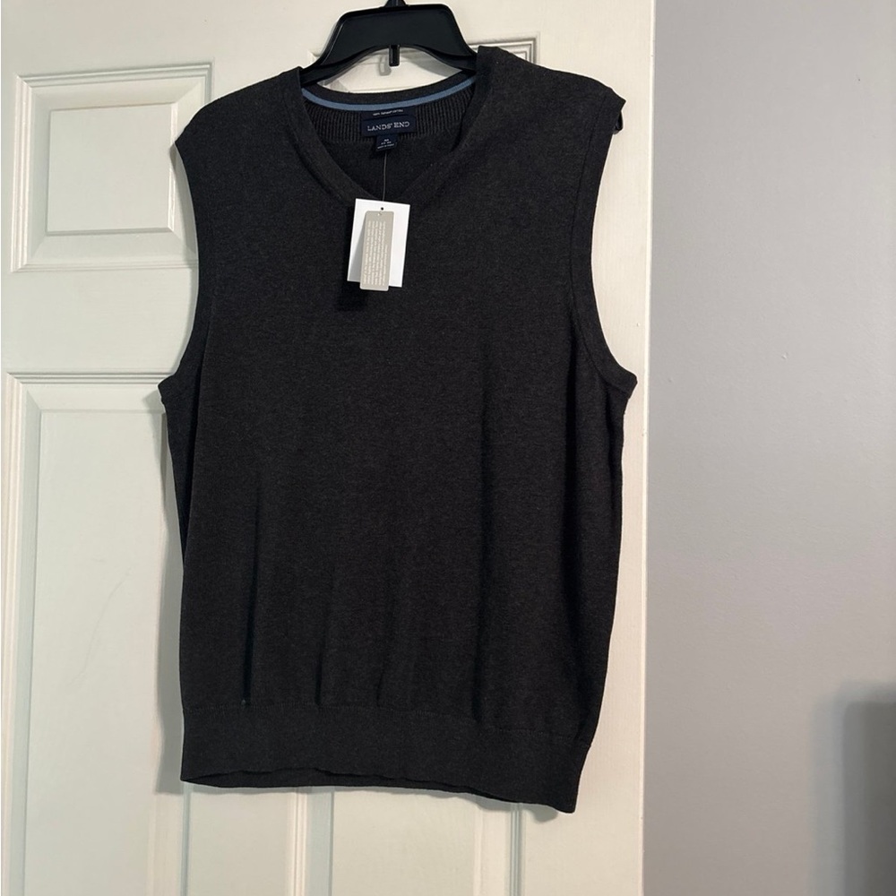 Lands' End Charcoal Sleeveless Knit Vest